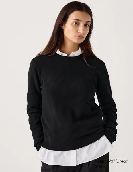 Uniqlo 100% Cashmere Crew Neck Petite Sweater - Black Size XXS