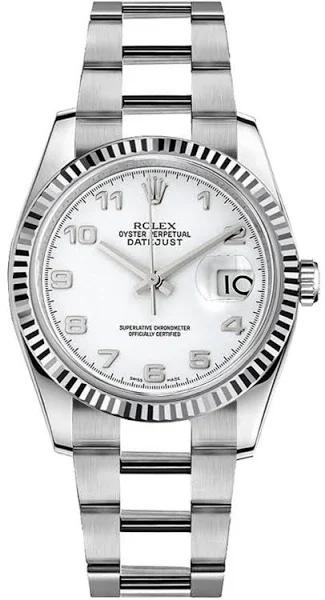 Rolex Datejust 36 White Gold Fluted Bezel Men's Watch 116234