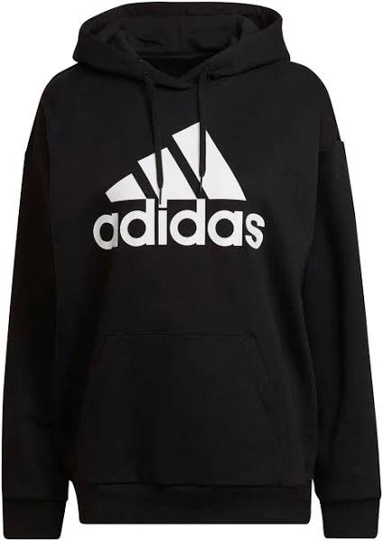 adidas-Essentials Logo Boyfriend Fleece Hoodie-Women-Black-M