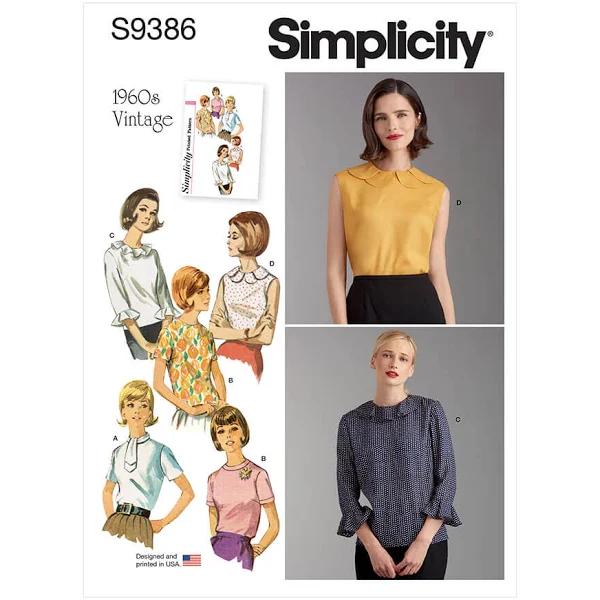 Simplicity Pattern S9386 Misses' Set of BLOUSES- Size H5 (6-8-10-12-14)