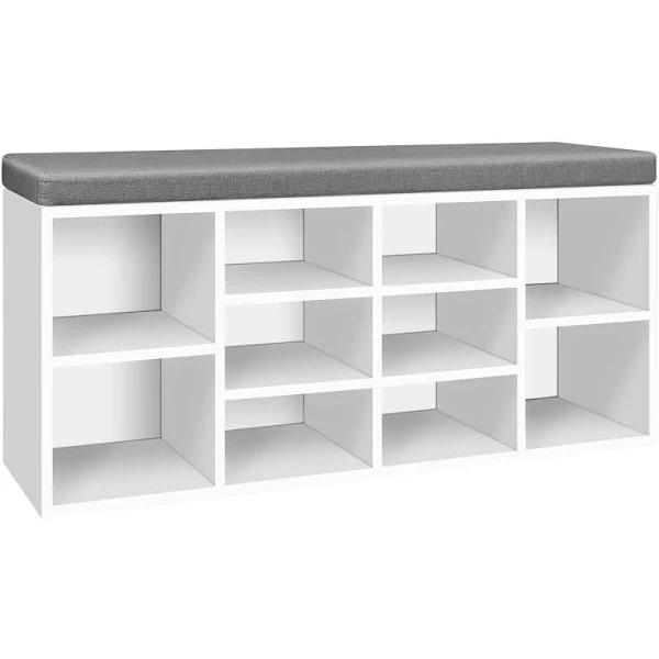 Artiss Fabric Shoe Bench With Storage Cubes - White