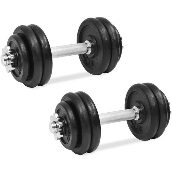 vidaXL - 18 Piece Dumbbell Set Cast Iron - 30 kg