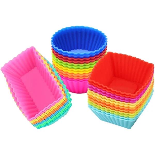 Silicone Cupcake Muffin Baking Cups Liners 36 Pack Reusable Non-stick