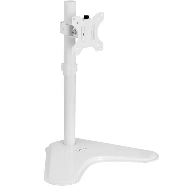 Vivo Single 13 To 32 Inch Monitor Desk Stand, Freestanding VESA Steel Mount Base, Adjustable Height, Tilt, Swivel, Rotation, White (STAND-V001HW)