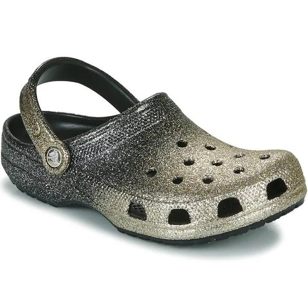 Crocs Classic Clog - Ombre Glitter Black/Gold / 4