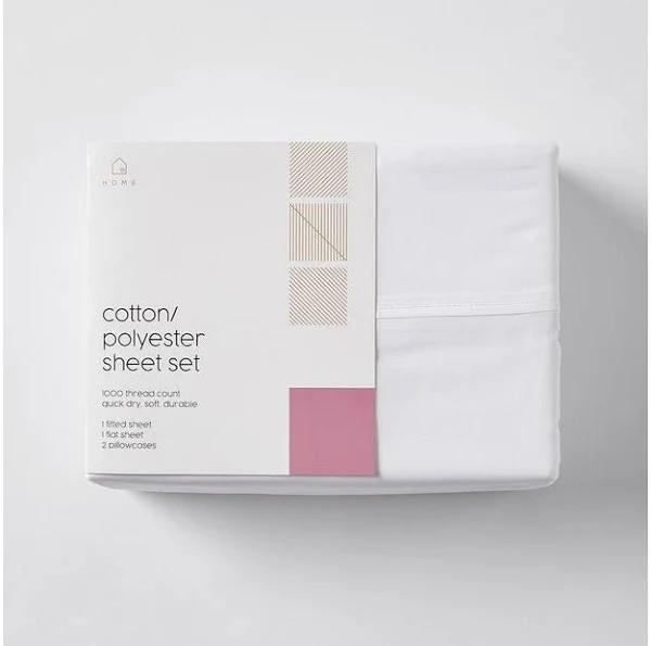 Target 1000 Thread Count Cotton/Polyester Sheet Set | White | Queen Bed