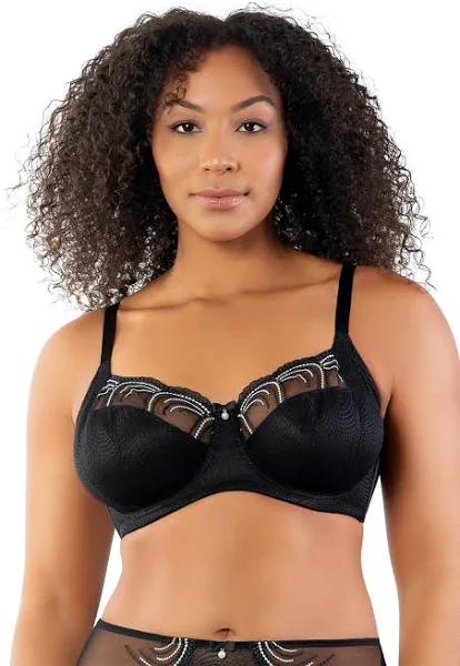 Parfait Pearl Wired Unlined Full Bust Bra with Embroidery in Black 18C