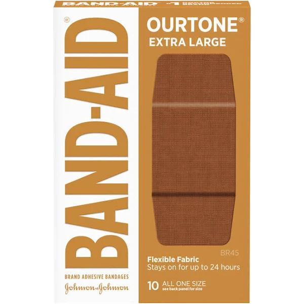 Band Aid, Adhesive Bandages, Ourtone, Flexible Fabric, Extra Large, BR45, 10 Bandages