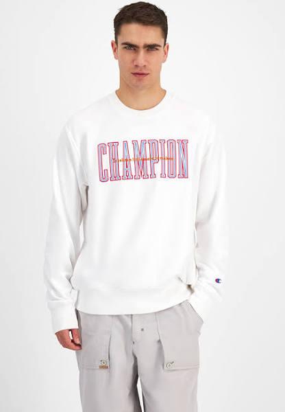 Champion Reverse Weave Terry 90s Logo Crew - White