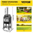 VEVOR Outdoor Pizza Oven 12" Wood Fire Oven 2-Layer Pizza Oven Wood Fired Wood Burning Outdoor Pizza Oven with 2 Removable Wheels Wood Fired Pizza