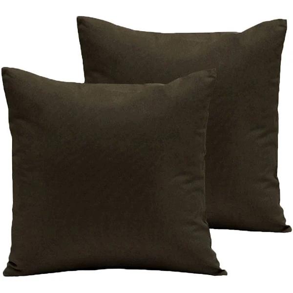 Pair of Polyester Cotton European Pillowcases Chocolate