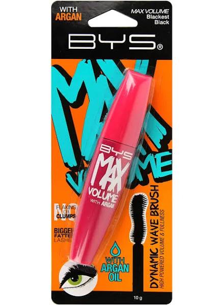 BYS Mascara Max Volume Lash with Argan Oil Blackest Black 10g