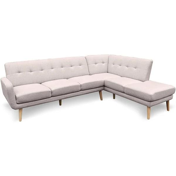 Sarantino Faux Linen Corner Sofa Lounge L Shaped Chaise Light Grey