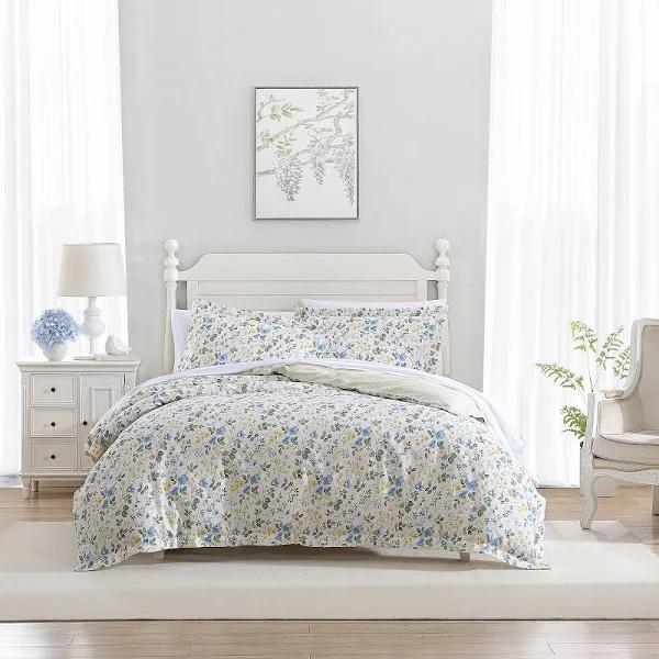 Laura Ashley Meadow Floral Quilt Cover Set (Sun Blue) - Super King