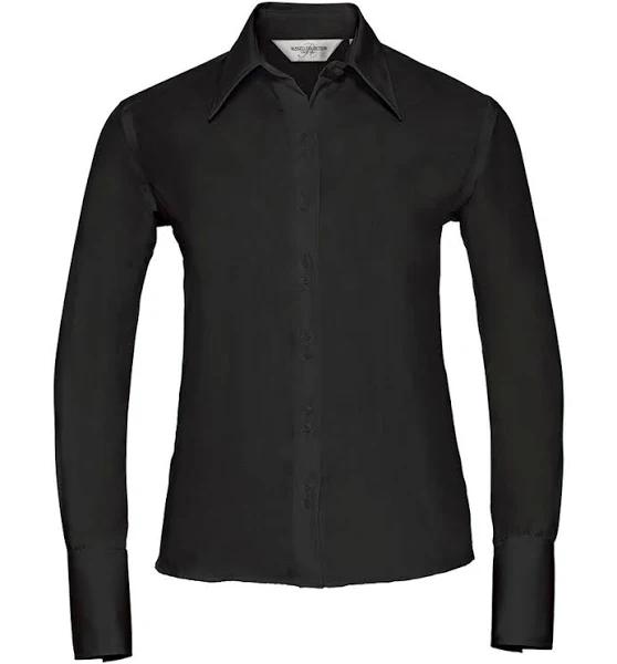 Russell Collection Womens Ultimate Noniron Long Sleeve Shirt Black