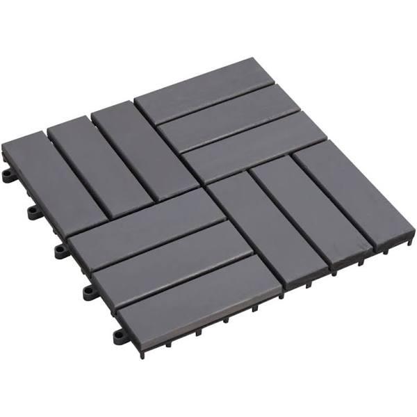 vidaXL - Decking Tiles 10 Pcs Wash Solid Acacia Wood - Grey - 30x30 cm