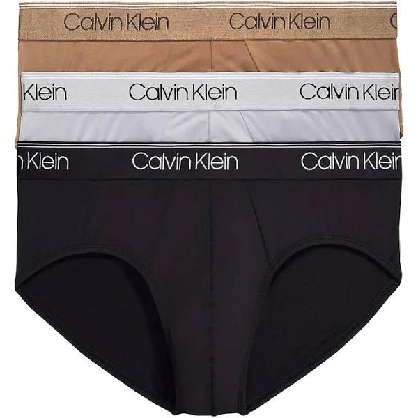 Calvin Klein Hip Brief 3pk in Black/Tigers Eye/Navy, Size M