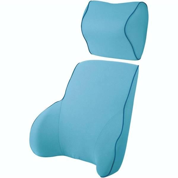 Blue Memory Foam Lumbar Back & Neck Pillow Support Back Cushion Office Car Seat