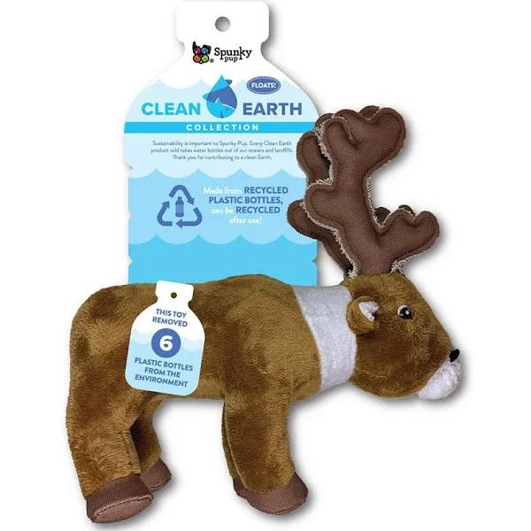 Spunky Pup Dog Toy Clean Earth Recycled Plush Caribou Small