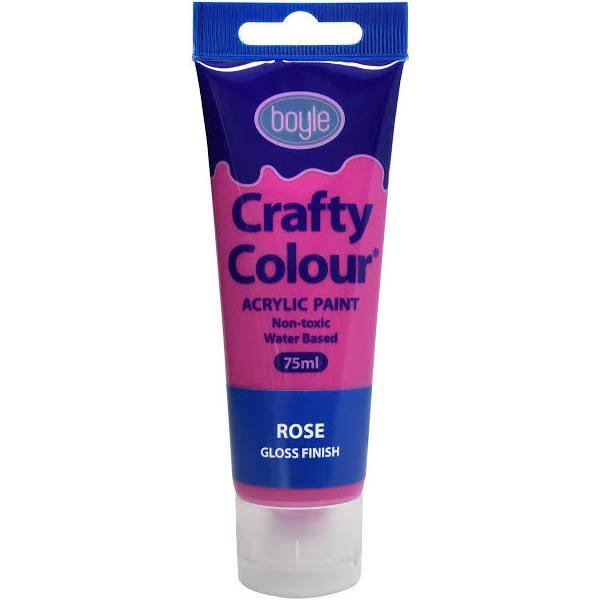 Boyle 5x Crafty Colour Water-based 75ml Acrylic Paint Art/Craft Non-toxic Gloss Rose