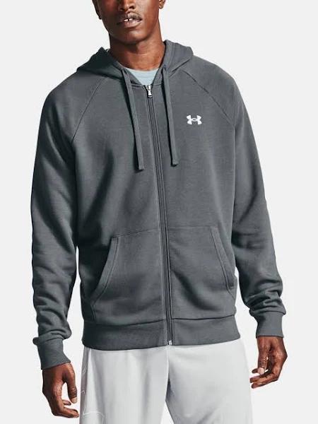 Under Armour Mens Rival Full Zip Cotton Hoodie Grey S