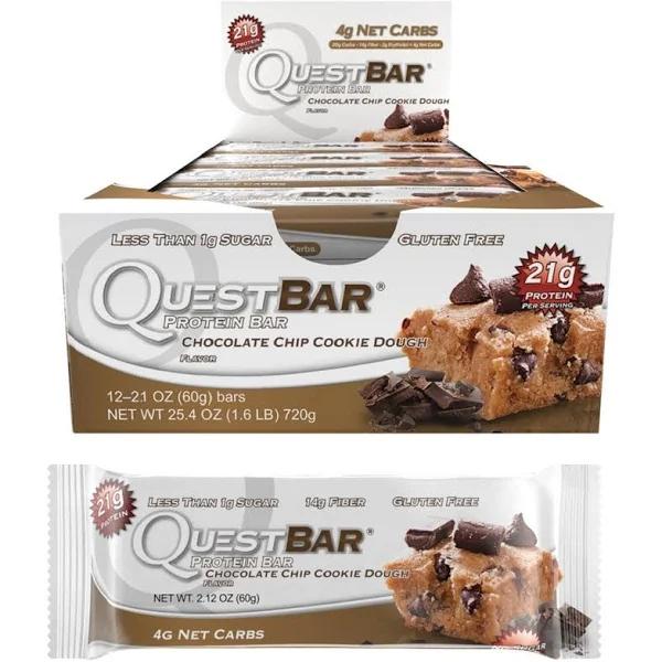 Quest Protein Bar - 12 Bars Chocolate Chip Cookie Dough