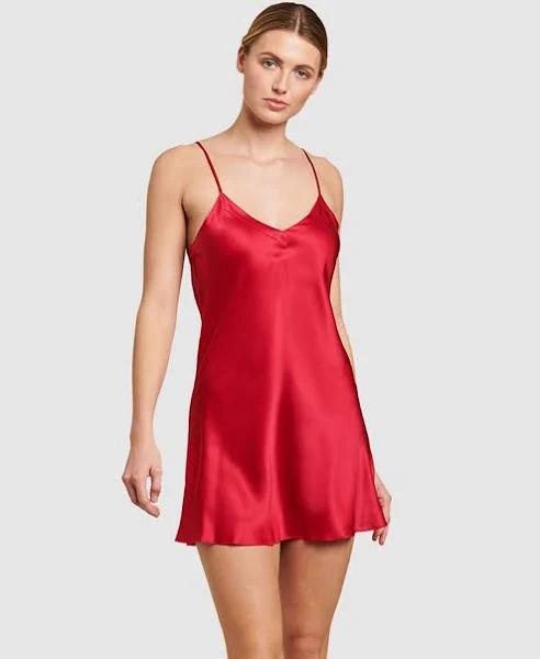 GINIA Silk V Neck Chemise 14 / Ruby