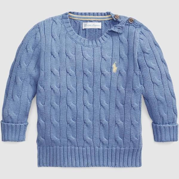 Polo Ralph Lauren - Boy's Blue Jumpers - Cable-Knit Cotton Sweater - Babies - Size 12M at The Iconic