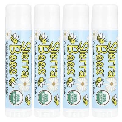 Sierra Bees Organic Lip Balms Unflavored 4 Pack .15 oz (4.25 g) Each