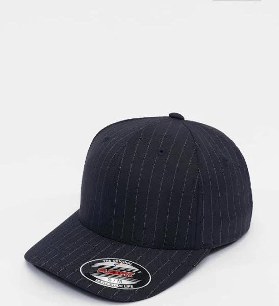 Flexfit Pinstripe Stretchable Baseball Tennis Cap Navy/White S/M