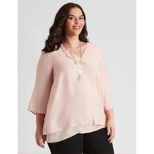 Autograph Woven 3/4 Sleeve Double Layer Top - Plus Size - 18 - AfterPay & Klarna Available