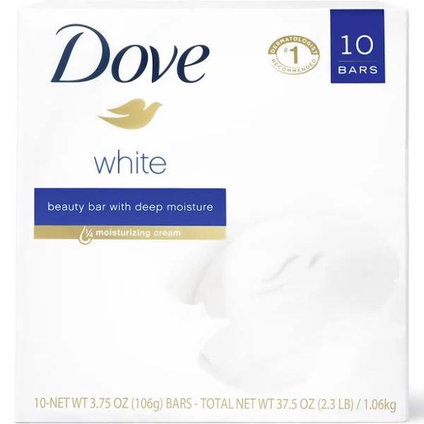 Dove Beauty Bar, with Deep Moisture, White - 10 pack, 3.75 oz bars