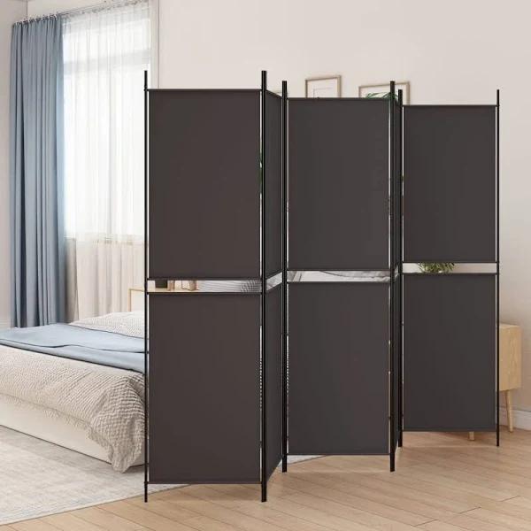 vidaXL 5-Panel Room Divider Brown 250x200 cm Fabric