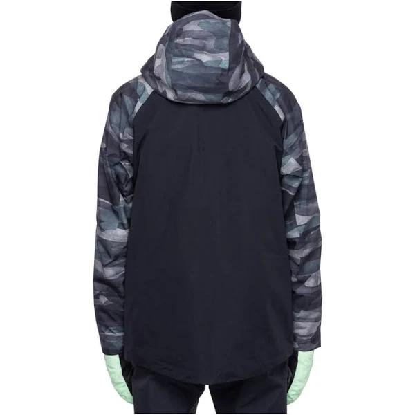 686 GORE-TEX Hydra Down Thermagaraph Snowboard Jacket Goblin Green Waterland/Camo Colorblock - Size XL | Rhythm Snowsports