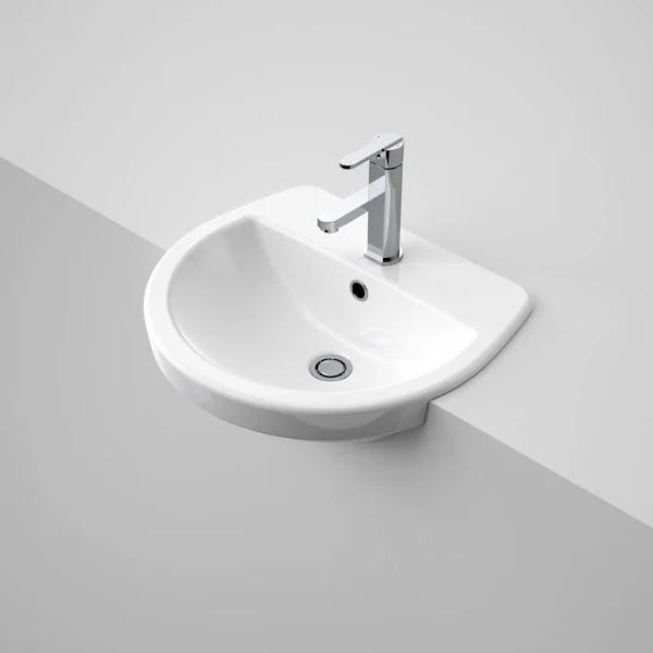 Caroma White Cosmo Semi Recessed Basin - 3 Tap Hole