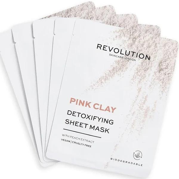 Revolution Skincare Biodegradable Detoxifying Pink Clay Sheet Mask Set