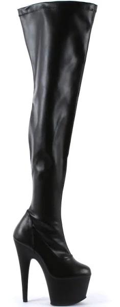 Pleaser ADORE-3000 Black Stretch Faux Leather/Black Matte Size 11