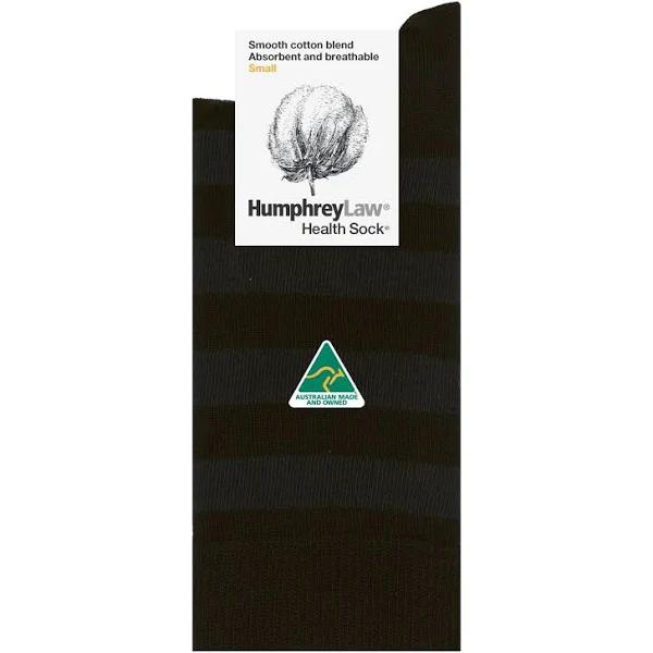 Humphrey Law Ladies Cotton Striped Crew Health Sock Black