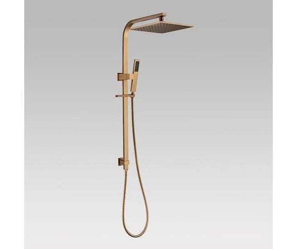 Esperia 250mm Brushed Yellow Gold Square Shower Station