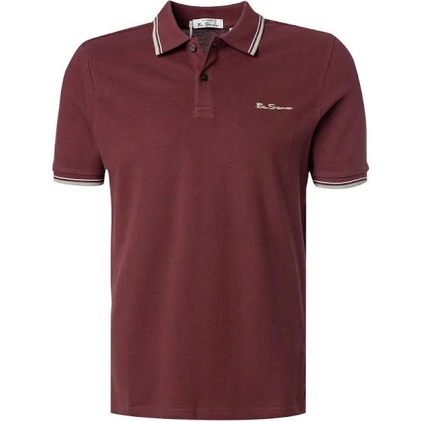 Ben Sherman Men's Signature Maroon 100% Cotton Polo Shirt Large / Red