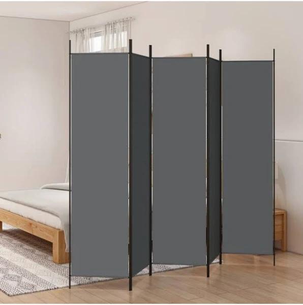 vidaXL 5-Panel Room Divider Anthracite 250×200 cm Fabric