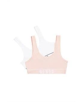 Bonds Girls Original Rib Tank Crop 2 Pack - Tea Party & White