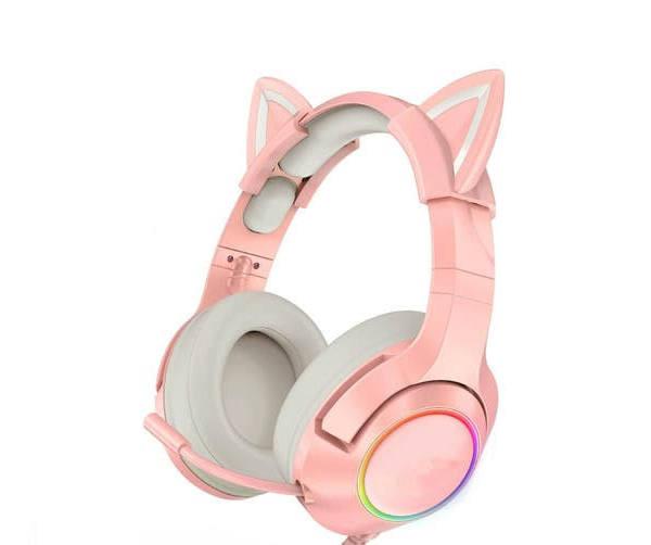 Wired Gaming Headset Removable Ears-pink