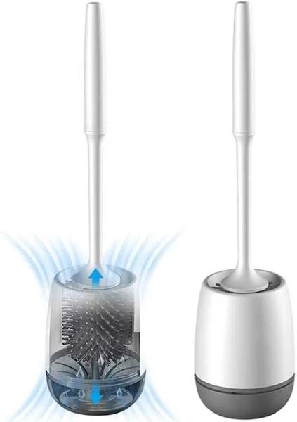 Toilet Brush and Holder Set, Silicone Bathroom Toilet Bowl Brush Set, No Scratch Soft Toilet Cleaner Brush