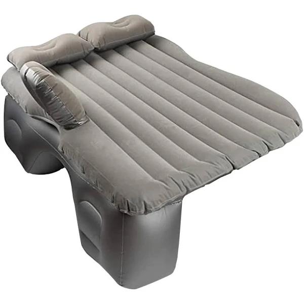 SOGA Grey Stripe Inflatable Car Mattress Portable Camping Rest Air Bed Travel Compact Sleeping Kit