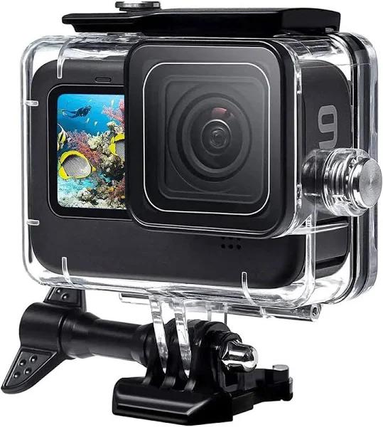 F1TP Waterproof Case For GoPro Hero 9/ Hero10 Black, 60m/196ft Waterproof Diving Underwater Protection Case For GoPro Hero9/Hero 10 Action Camera, Kit