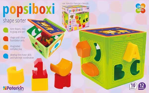 Play and Learn Popsiboxi 10 Piece Shape Sorter Art64812