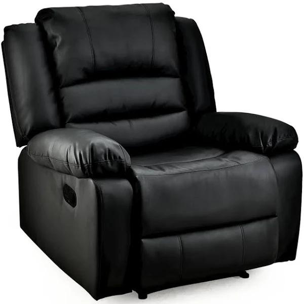 FORTIA Luxury Recliner Faux Leather Chair Lounge Sofa Couch Black