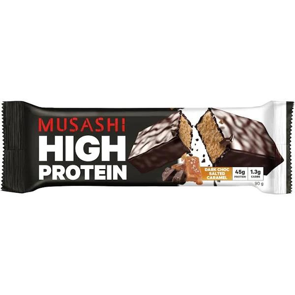 Musashi Dark Choc Salted Caramel High Protein Bar, 90 G