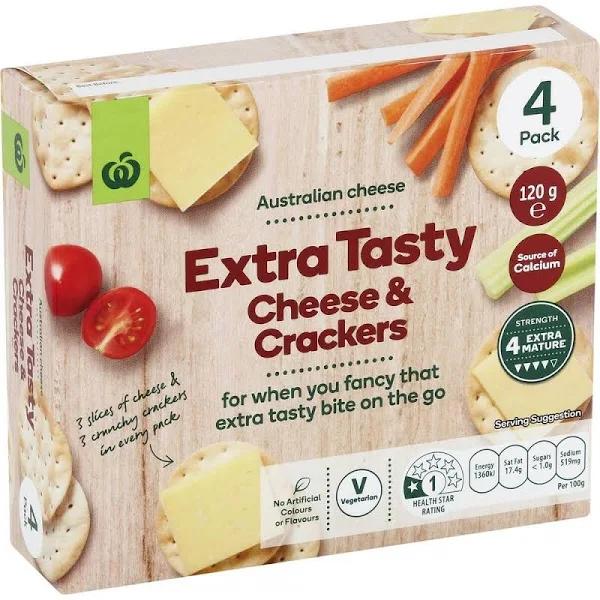 Woolworths Extra Tasty Cheese & Crackers 4 CT